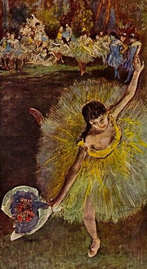 Ballerina with flowers. Degas, 1877 (Public domain. Yorck Project:commons.wikimedia.org)