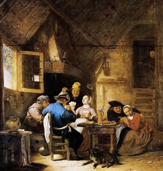 Sorgh painting of peasants card game. 1610-1670. (Public domain image.expired copyright. artist+100 yrs/commons.wikimedia.org)