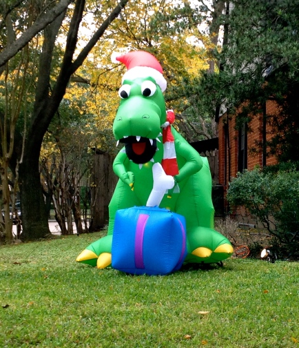 Inflatable Christmas dinosaur or dragon yard decoration