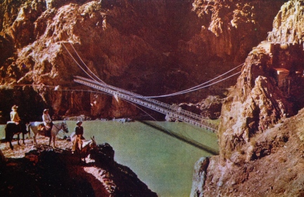 Suspension bridge over the Colorado River. Grand Canyon. Intermountain Tourist Supply/vintage post card from personal collection