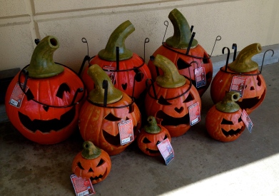 Collection of metal Halloween pumpkins for holiday decorating. (All rights reserved. copy righted. no permissions granted