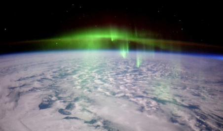 View from outer space. Flying through Aurora's Green Fog. NASA Image of the day (NASA.gov /USPD.by fed. agency.)