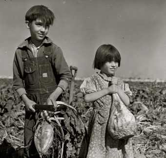 farm children in a field. 1940 (USPD: Dept of Ag./Commons.wikimedia.org)