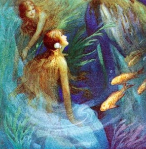Sea maidens from Andvari and the Rhinemaidens, ill- Harry G. Theaker, 1920 Children's stories from the Northern legends/ USPD.pub.date, artist life/Commons,.wikimedia.org