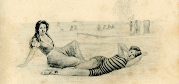 Two bathing beauties at thje beach. Vintage 1903 post card by Bruck & Sohn (Universal PD released/Commons.wikimedia.org)