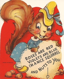 Squirrel valentine. 1945. (USPD. pub.date, artist life/Commons.wikimedia.org)