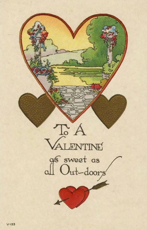 Valentine with an outdoor theme. Zercher Post Card Co.1900-1909. John Monroe Collection (USPD pub date, artist life/Commons.wikimedia.org)