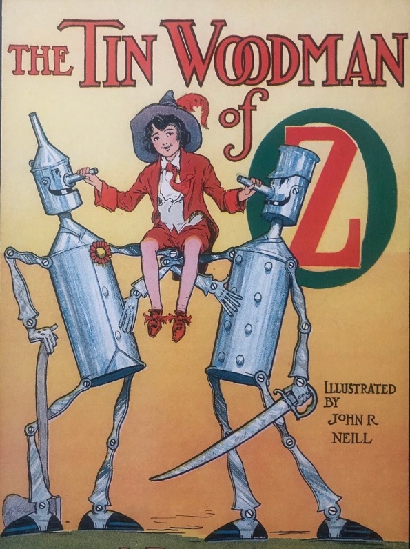 TIn men robots in 1918 cover of The TIn Woodman of Oz (USPD. pub.date artists life/Commons.wikimedia.org)