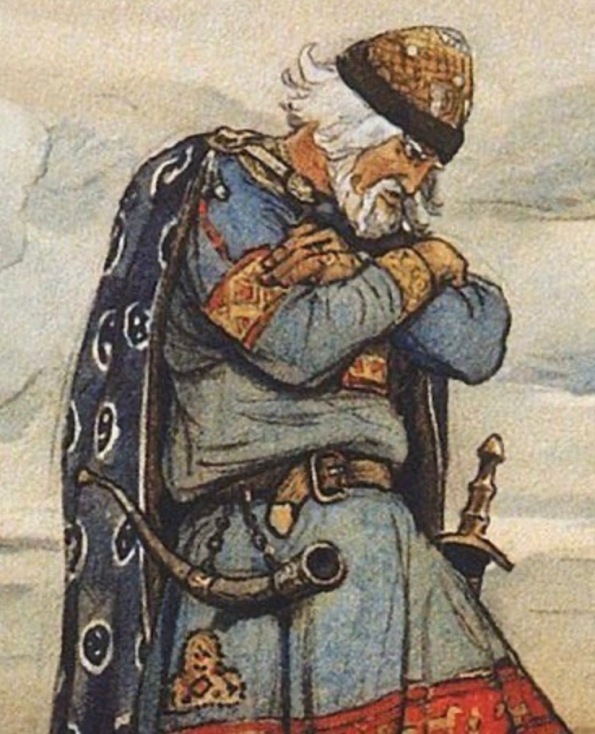 Russian warrior, Oleg of Novgorod 1899 (USPD. pub.date, artist life/Commns.wikimedia,org)