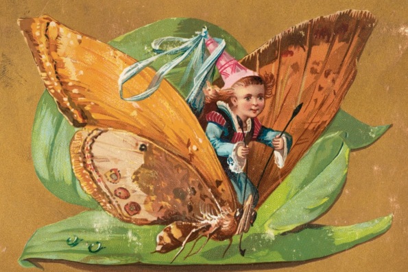 girl riding buterfly. 1870's Boston Pub.Lib (USPD artist life, pub.date/Commonw.wikimedia.org)