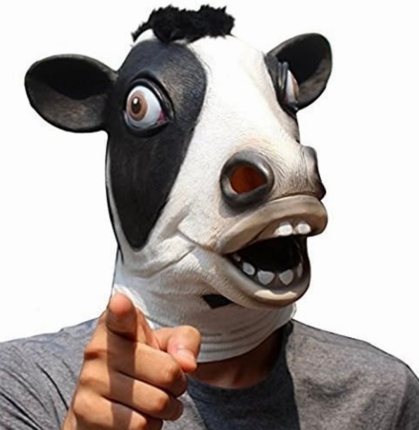 Cow mask on man's body (Image: Amazon)