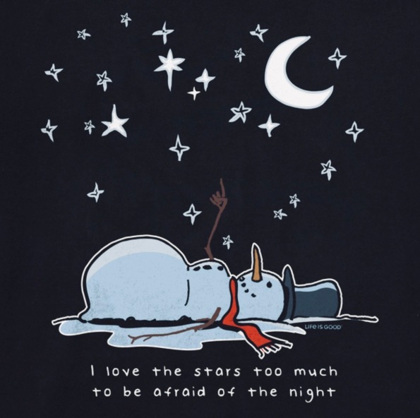 Snowman star gazing (T-shirt design from Life is Good company)